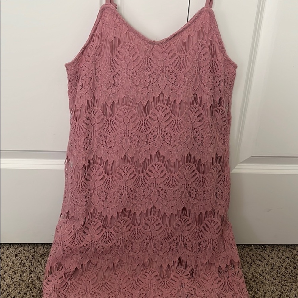 Pink laced mini dress
